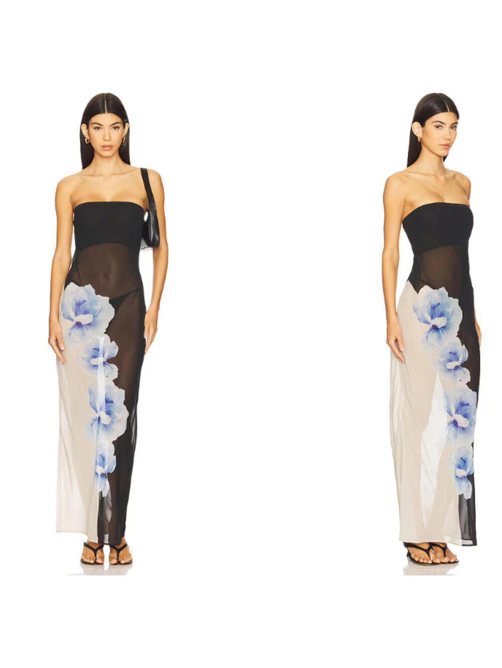 Auteur Studio Maya Dress Black Magnolia Print Strapless size XS NWT $550MSRP